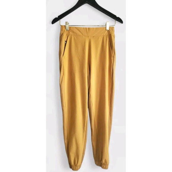 Athleta Textured Brooklyn Jogger Pants Women's 0 Yellow Pull On Activewe… - Picture 1 of 8